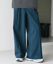 接触冷感 多機能素材リネンライク ワンタックセンタープレスワイドストレートイージーパンツ 15483