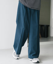 接触冷感 多機能素材リネンライク ワンタックセンタープレスワイドストレートイージーパンツ 15483