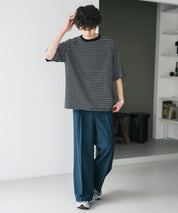 接触冷感 多機能素材リネンライク ワンタックセンタープレスワイドストレートイージーパンツ 15483