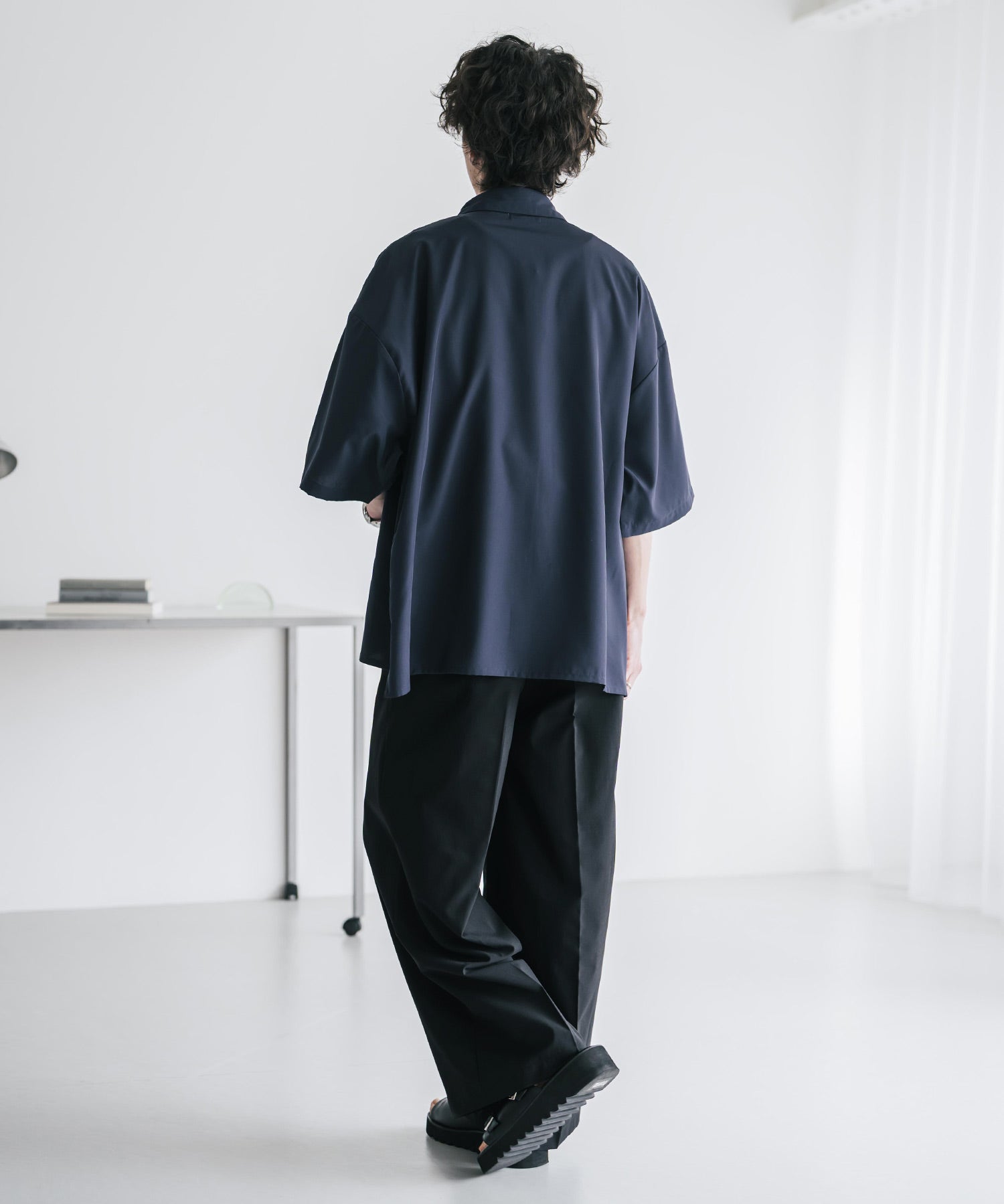 接触冷感 多機能素材リネンライク ワンタックセンタープレスワイドストレートイージーパンツ 15483