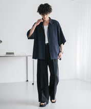 接触冷感 多機能素材リネンライク ワンタックセンタープレスワイドストレートイージーパンツ 15483