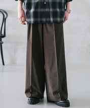 接触冷感 多機能素材リネンライク ワンタックセンタープレスワイドストレートイージーパンツ 15483