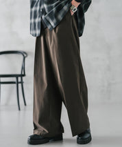 接触冷感 多機能素材リネンライク ワンタックセンタープレスワイドストレートイージーパンツ 15483