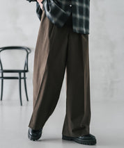 接触冷感 多機能素材リネンライク ワンタックセンタープレスワイドストレートイージーパンツ 15483