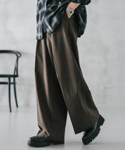 接触冷感 多機能素材リネンライク ワンタックセンタープレスワイドストレートイージーパンツ 15483