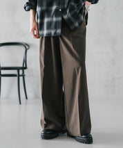 接触冷感 多機能素材リネンライク ワンタックセンタープレスワイドストレートイージーパンツ 15483