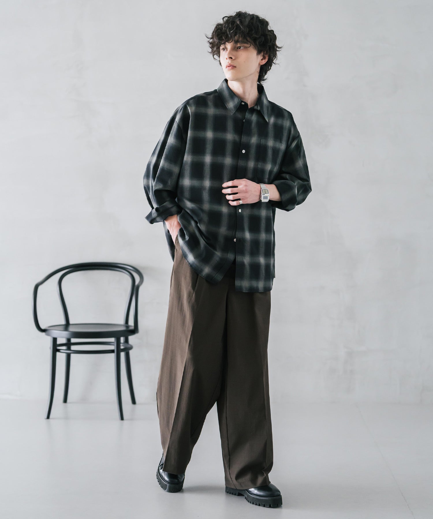 接触冷感 多機能素材リネンライク ワンタックセンタープレスワイドストレートイージーパンツ 15483