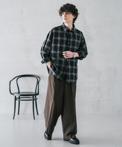 接触冷感 多機能素材リネンライク ワンタックセンタープレスワイドストレートイージーパンツ 15483