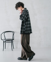 接触冷感 多機能素材リネンライク ワンタックセンタープレスワイドストレートイージーパンツ 15483