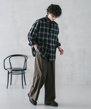 接触冷感 多機能素材リネンライク ワンタックセンタープレスワイドストレートイージーパンツ 15483