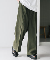 接触冷感 多機能素材リネンライク ワンタックセンタープレスワイドストレートイージーパンツ 15483