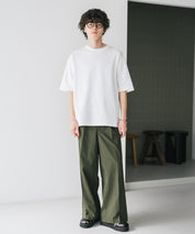 接触冷感 多機能素材リネンライク ワンタックセンタープレスワイドストレートイージーパンツ 15483