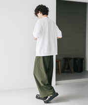 接触冷感 多機能素材リネンライク ワンタックセンタープレスワイドストレートイージーパンツ 15483