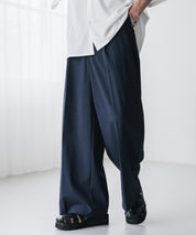 接触冷感 多機能素材リネンライク ワンタックセンタープレスワイドストレートイージーパンツ 15483