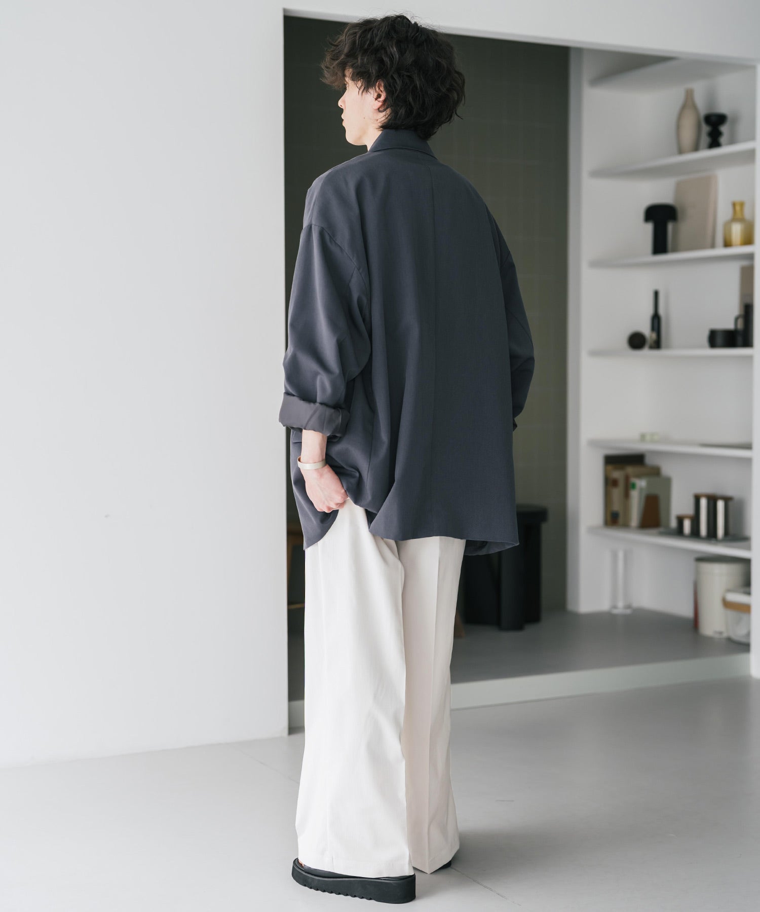 接触冷感 多機能素材リネンライク ワンタックセンタープレスワイドストレートイージーパンツ 15483