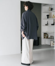 接触冷感 多機能素材リネンライク ワンタックセンタープレスワイドストレートイージーパンツ 15483