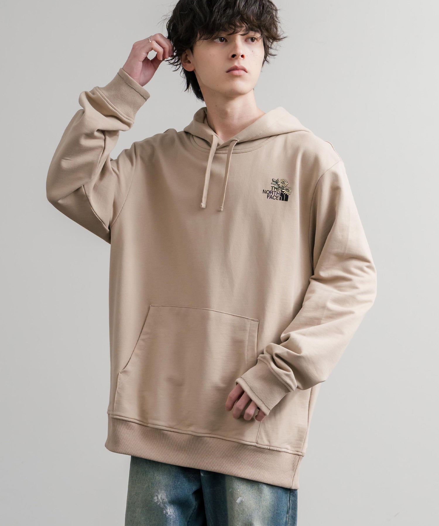 THE NORTH FACE ザ・ノースフェイス FLOWER DOME RELAXED HD SWEATSHIRT GPT ワンポイントフワラー刺繍裏毛パーカー 15488