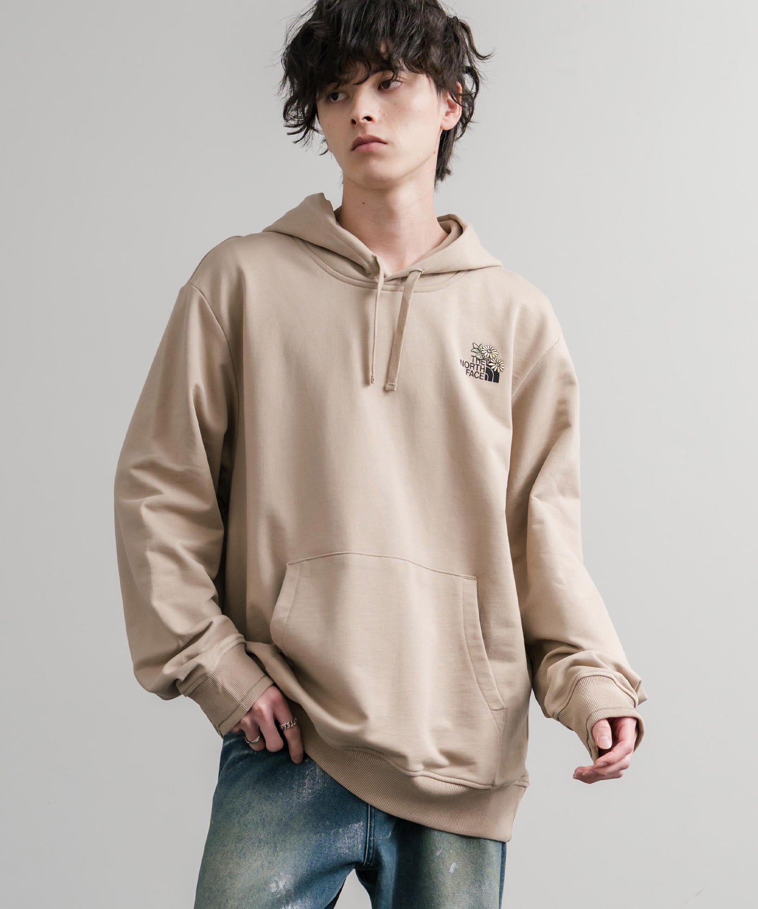 THE NORTH FACE ザ・ノースフェイス FLOWER DOME RELAXED HD SWEATSHIRT GPT ワンポイントフワラー刺繍裏毛パーカー 15488