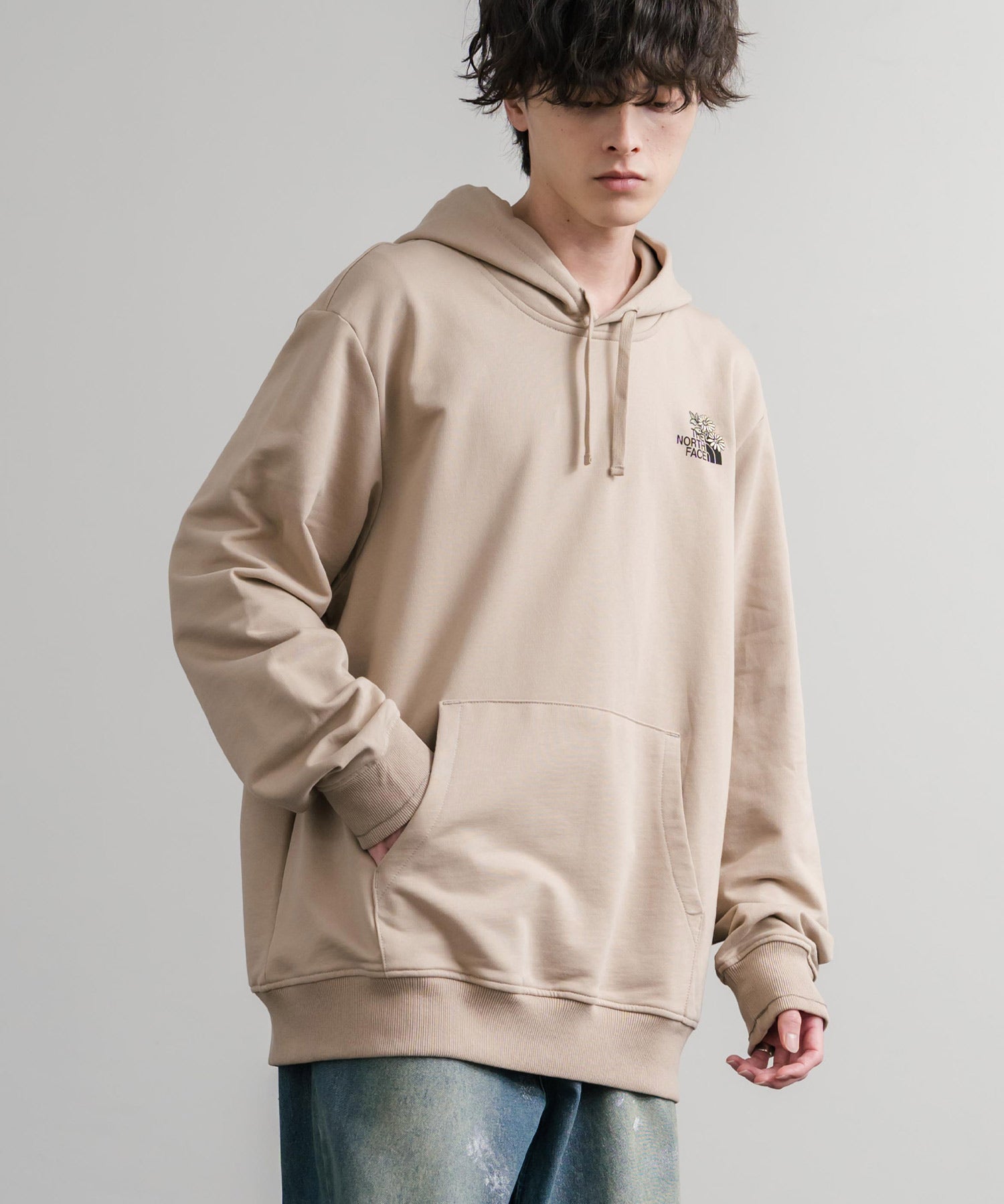 THE NORTH FACE ザ・ノースフェイス FLOWER DOME RELAXED HD SWEATSHIRT GPT ワンポイントフワラー刺繍裏毛パーカー 15488