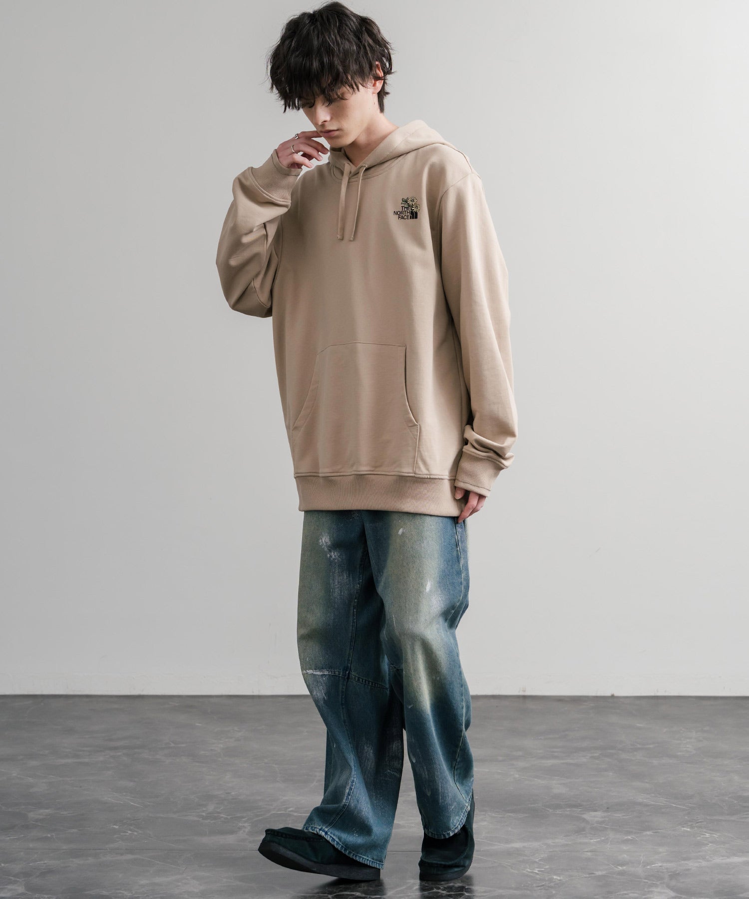 THE NORTH FACE ザ・ノースフェイス FLOWER DOME RELAXED HD SWEATSHIRT GPT ワンポイントフワラー刺繍裏毛パーカー 15488