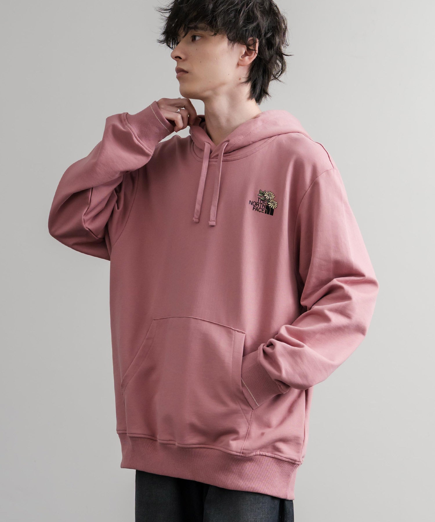 THE NORTH FACE ザ・ノースフェイス FLOWER DOME RELAXED HD SWEATSHIRT GPT ワンポイントフワラー刺繍裏毛パーカー 15488