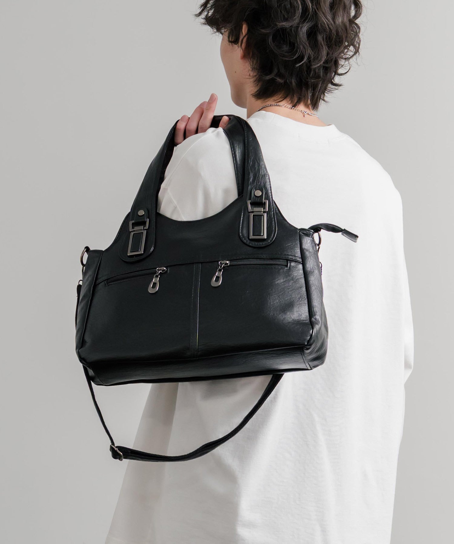 2WAY PUレザーショルダーバッグ/トートバッグ 15506