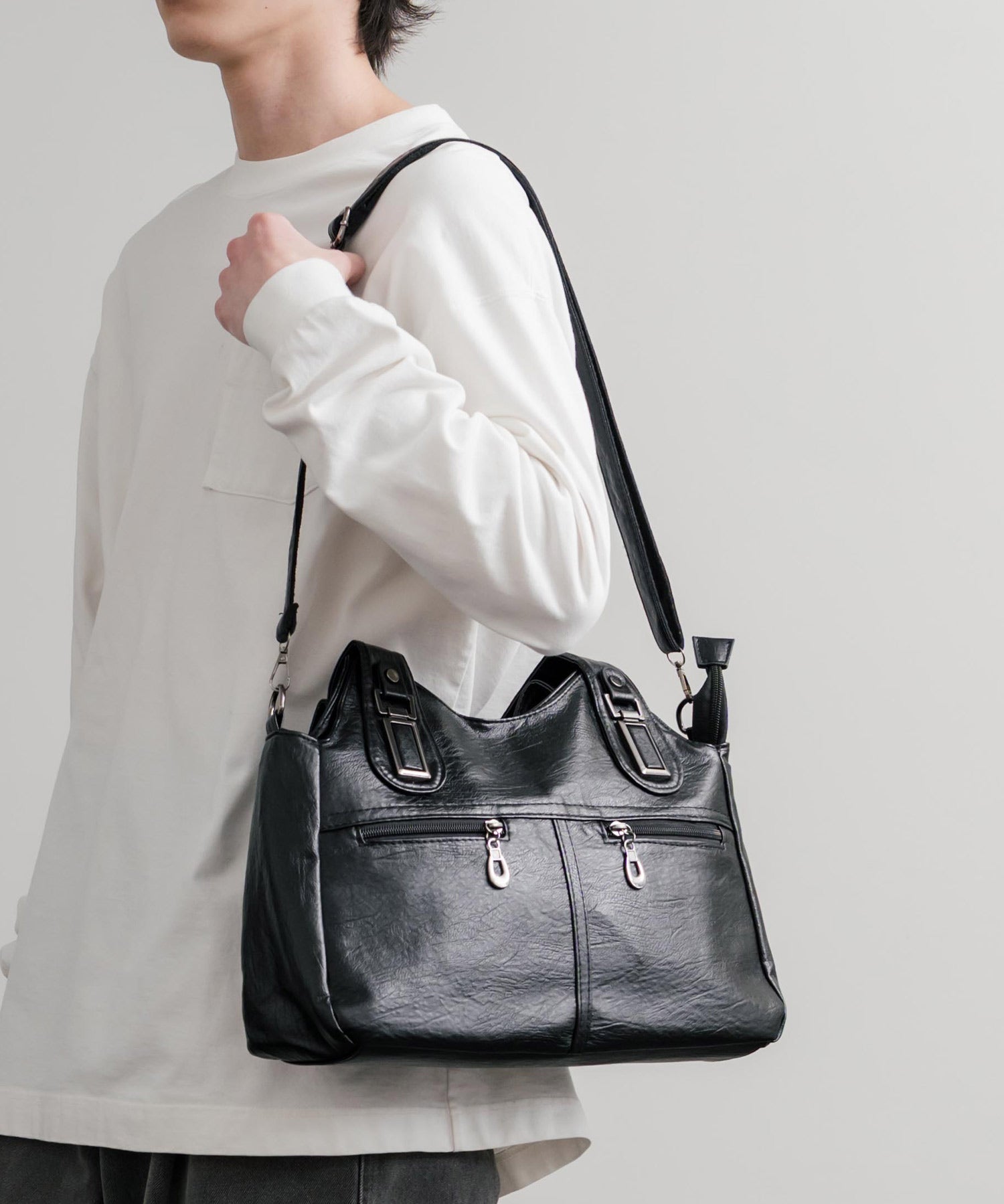 2WAY PUレザーショルダーバッグ/トートバッグ 15506