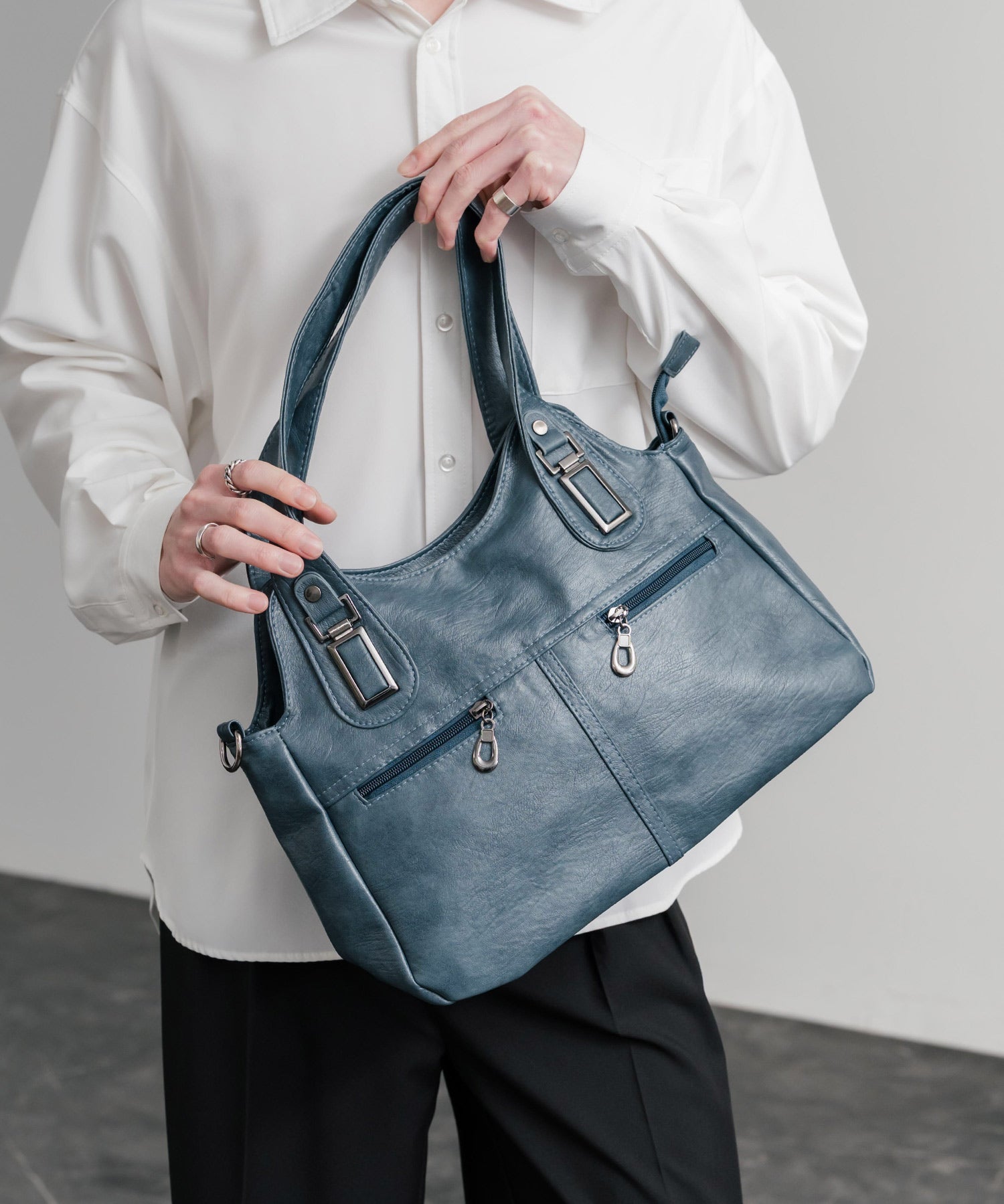 2WAY PUレザーショルダーバッグ/トートバッグ 15506