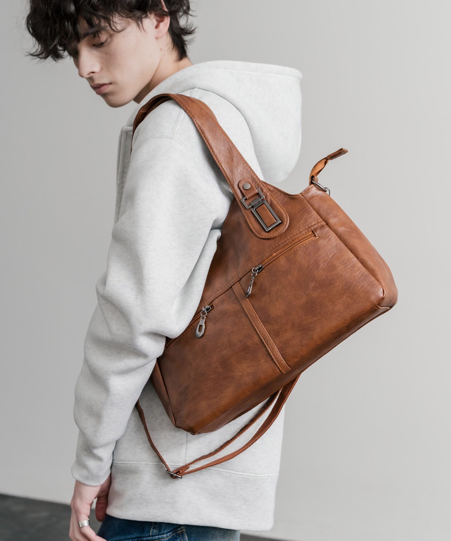 2WAY PUレザーショルダーバッグ/トートバッグ 15506