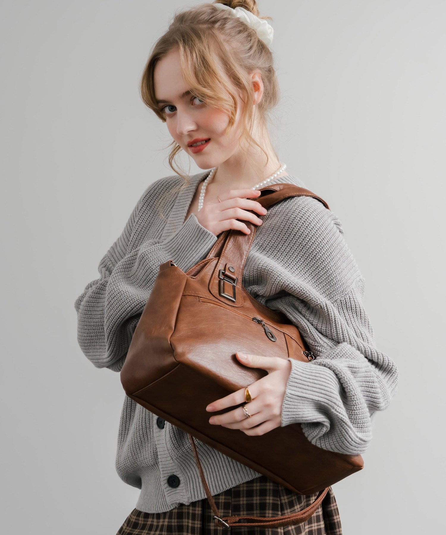 2WAY PUレザーショルダーバッグ/トートバッグ 15506