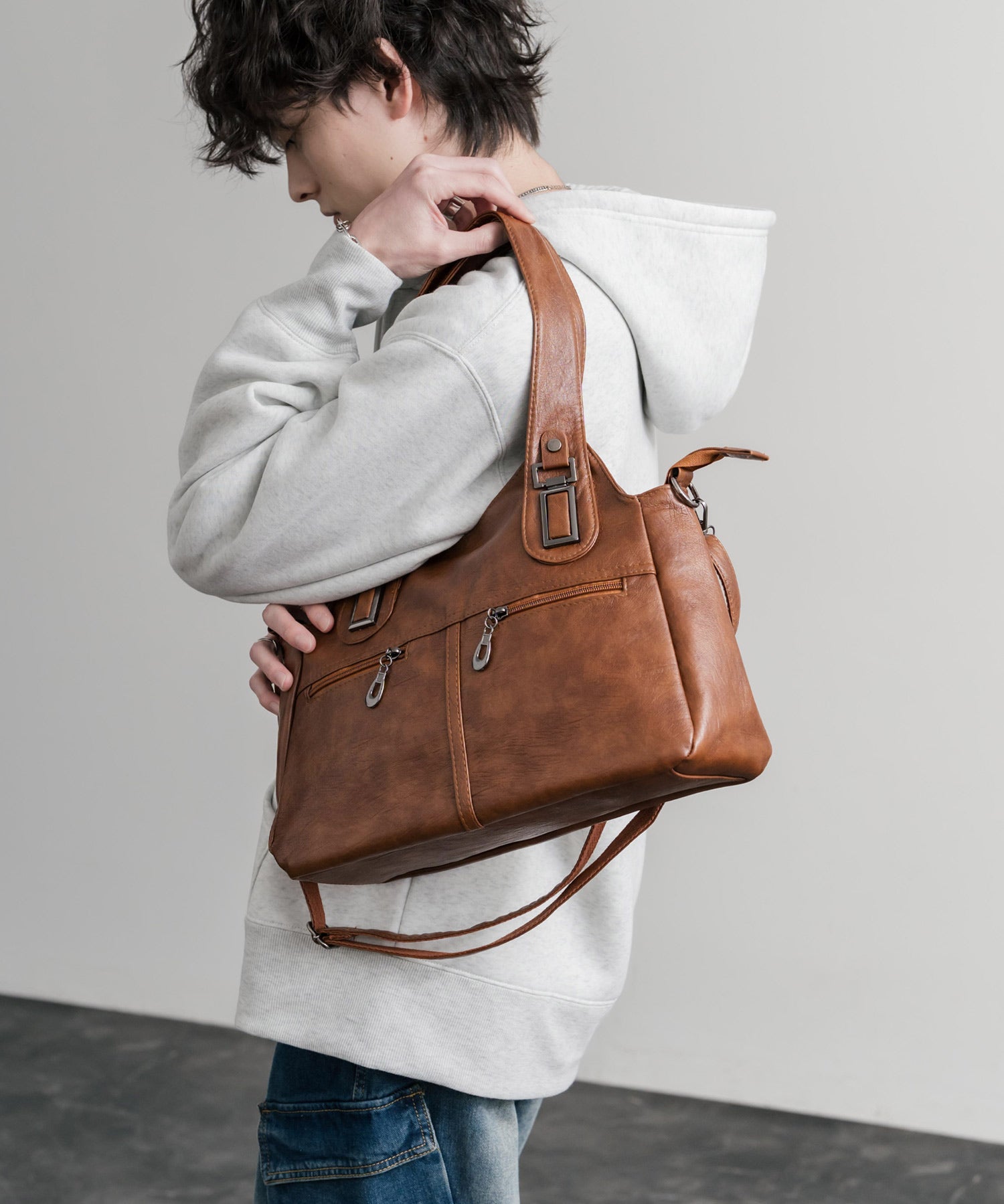 2WAY PUレザーショルダーバッグ/トートバッグ 15506