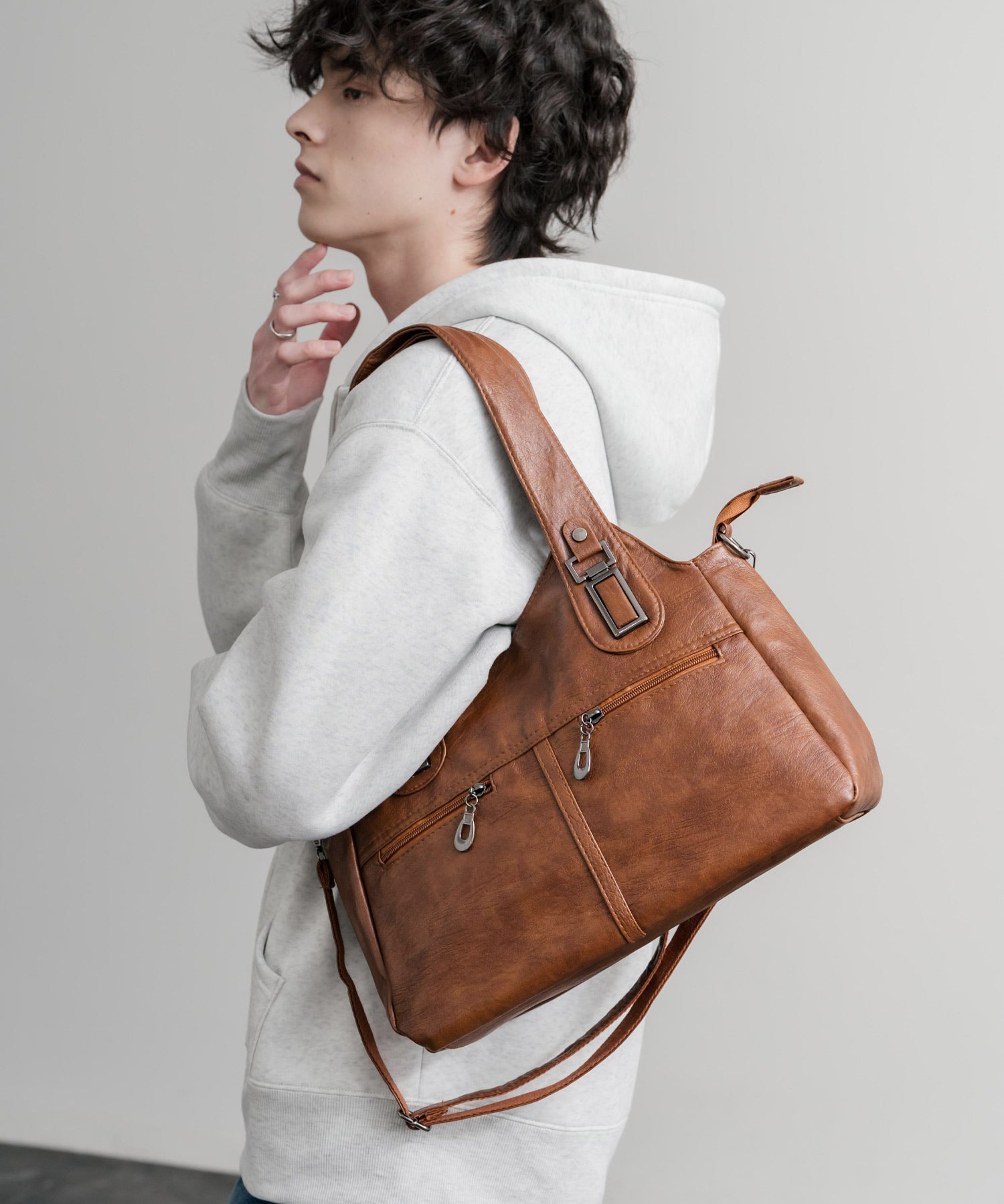 2WAY PUレザーショルダーバッグ/トートバッグ 15506