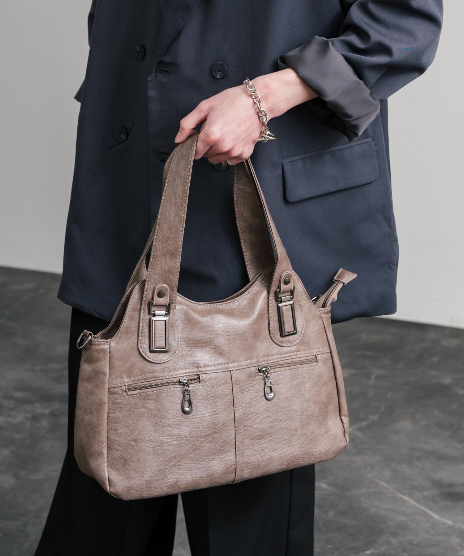 2WAY PUレザーショルダーバッグ/トートバッグ 15506