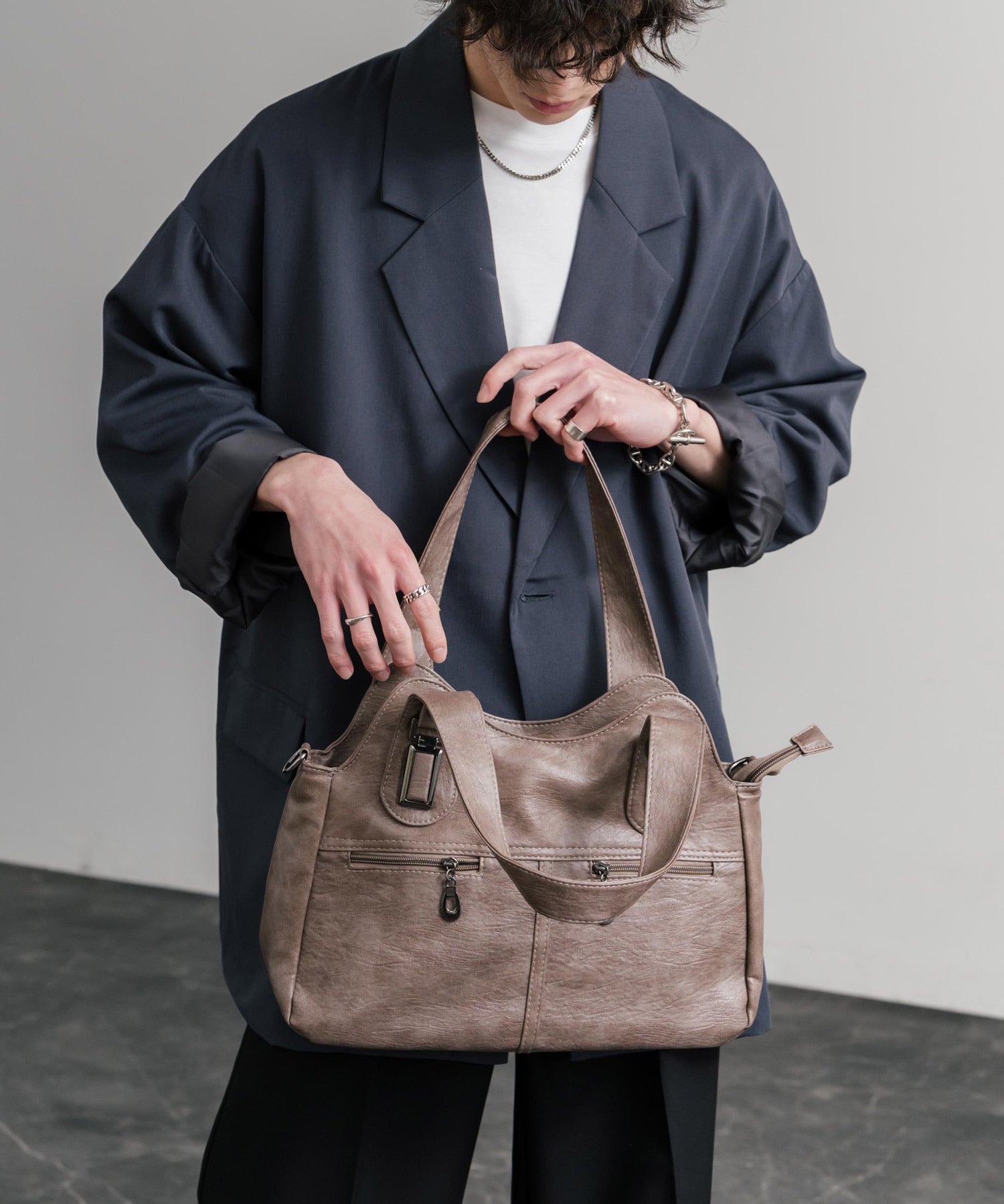 2WAY PUレザーショルダーバッグ/トートバッグ 15506