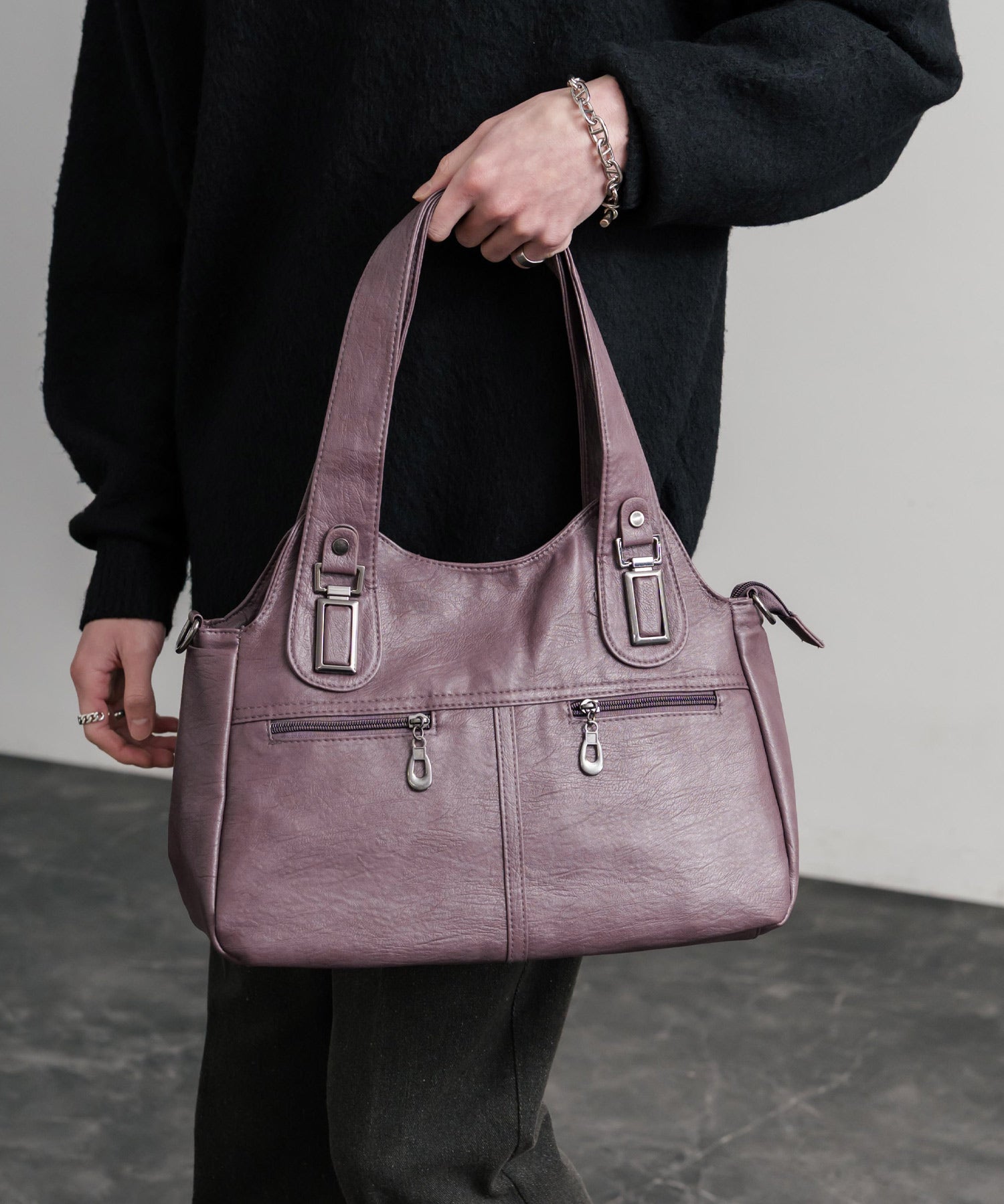 2WAY PUレザーショルダーバッグ/トートバッグ 15506