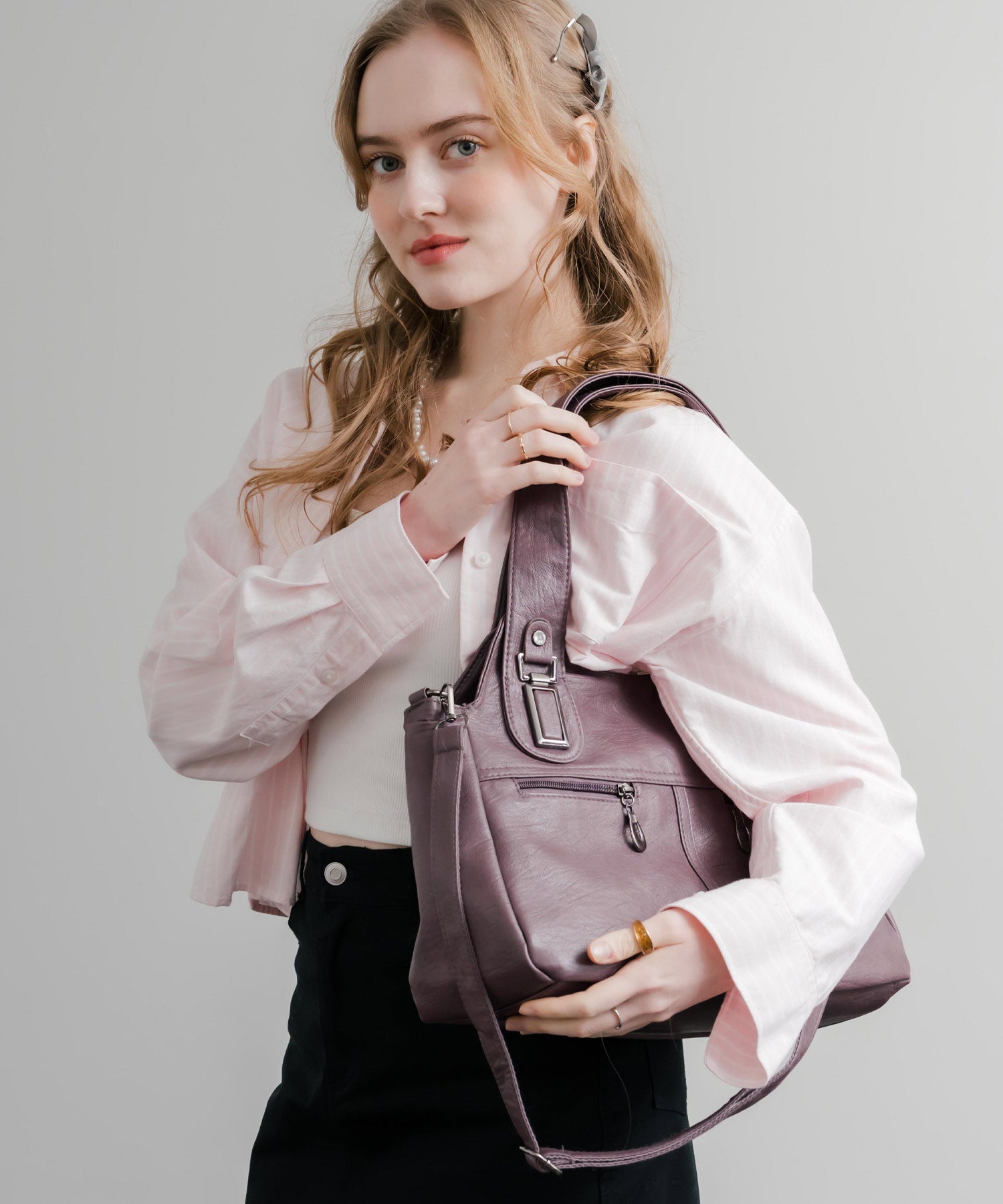 2WAY PUレザーショルダーバッグ/トートバッグ 15506