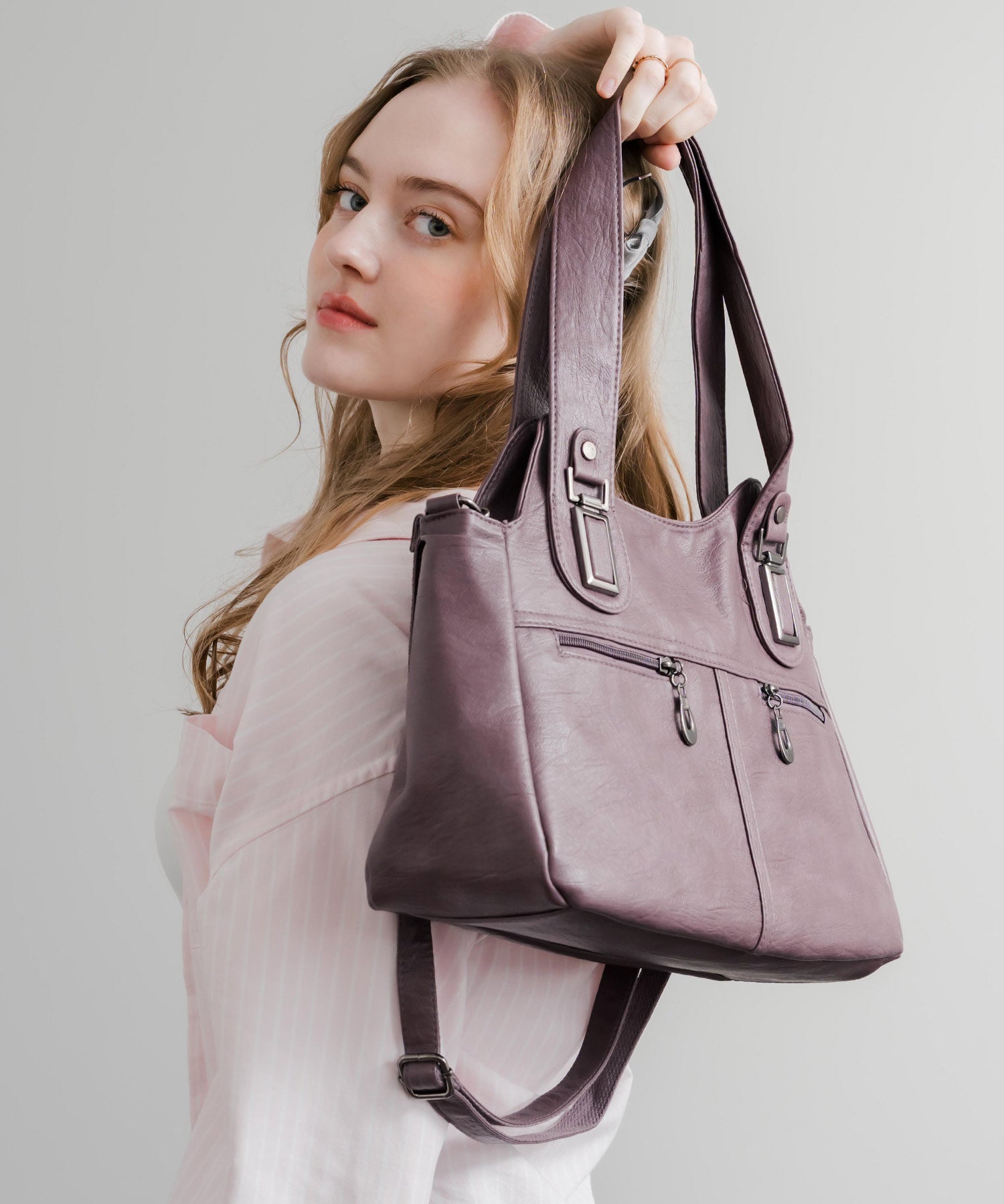 2WAY PUレザーショルダーバッグ/トートバッグ 15506