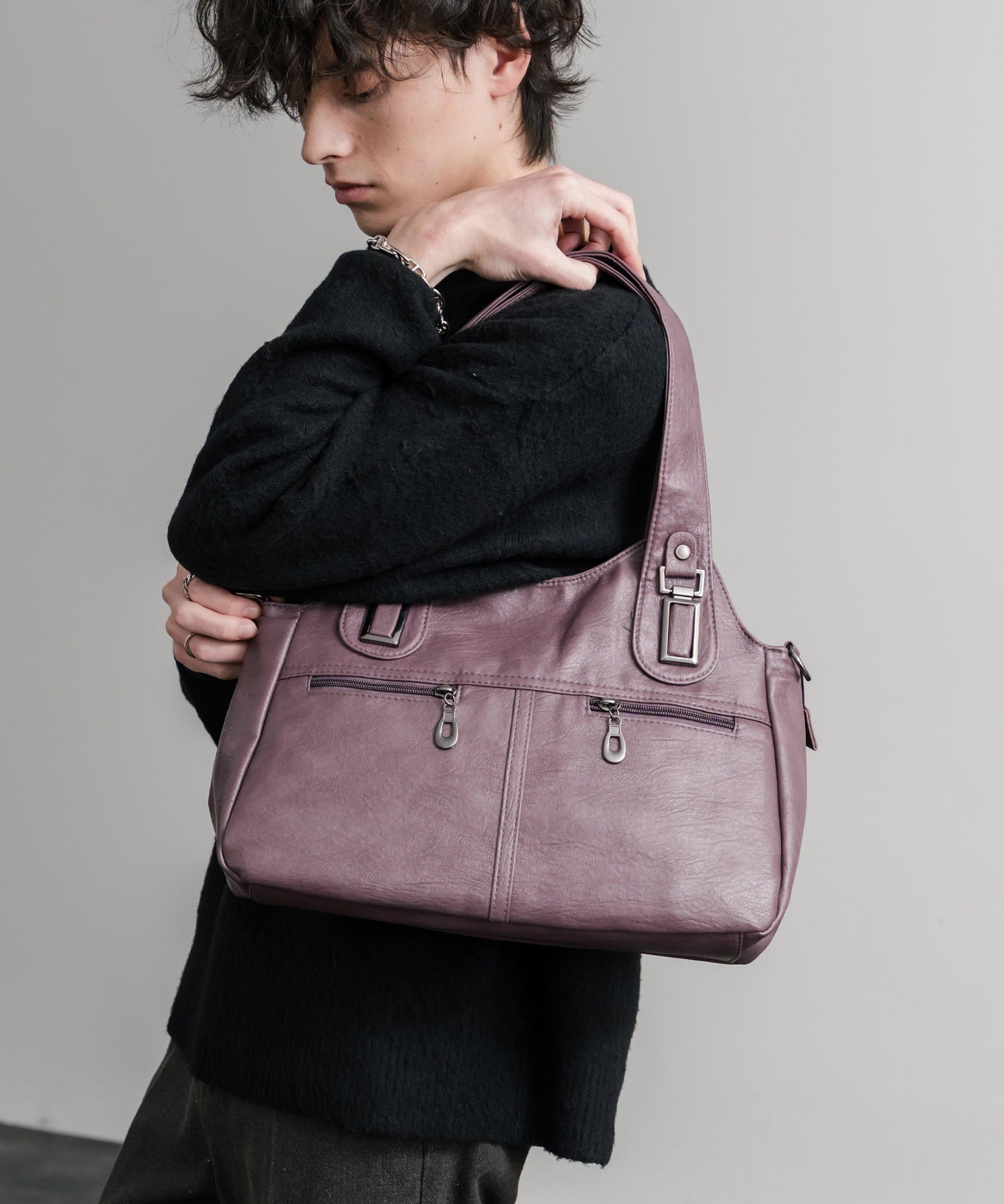 2WAY PUレザーショルダーバッグ/トートバッグ 15506