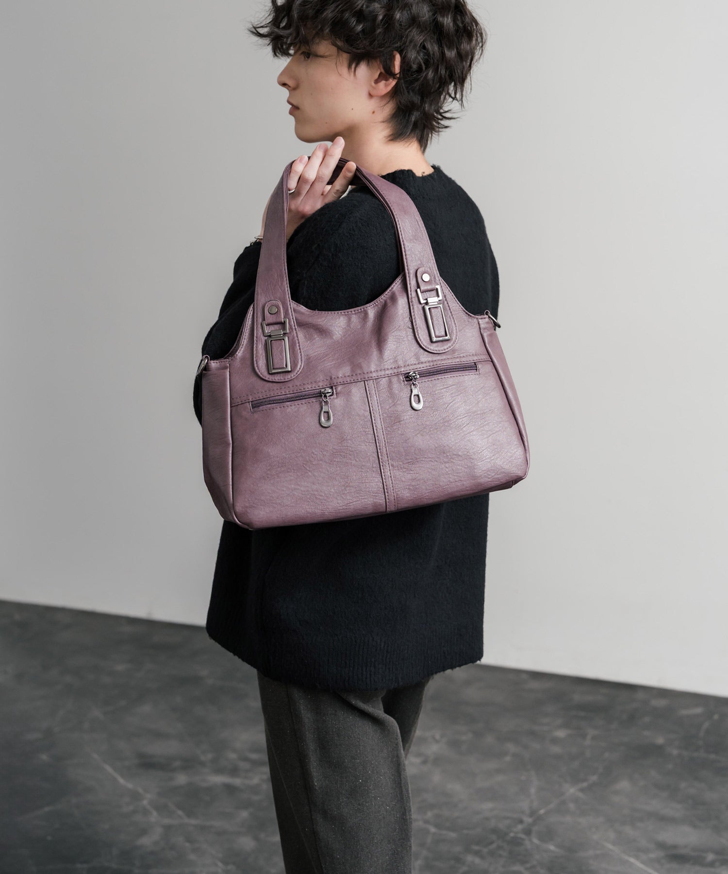 2WAY PUレザーショルダーバッグ/トートバッグ 15506