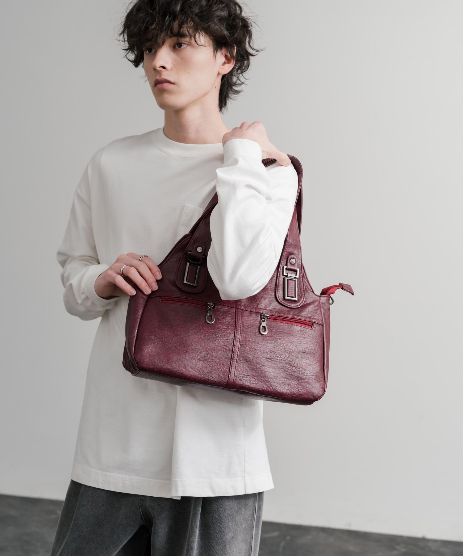 2WAY PUレザーショルダーバッグ/トートバッグ 15506