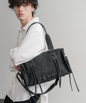 ヴィンテージ加工 PUレザー2WAYショルダーバッグ/ハンドバッグ 15509