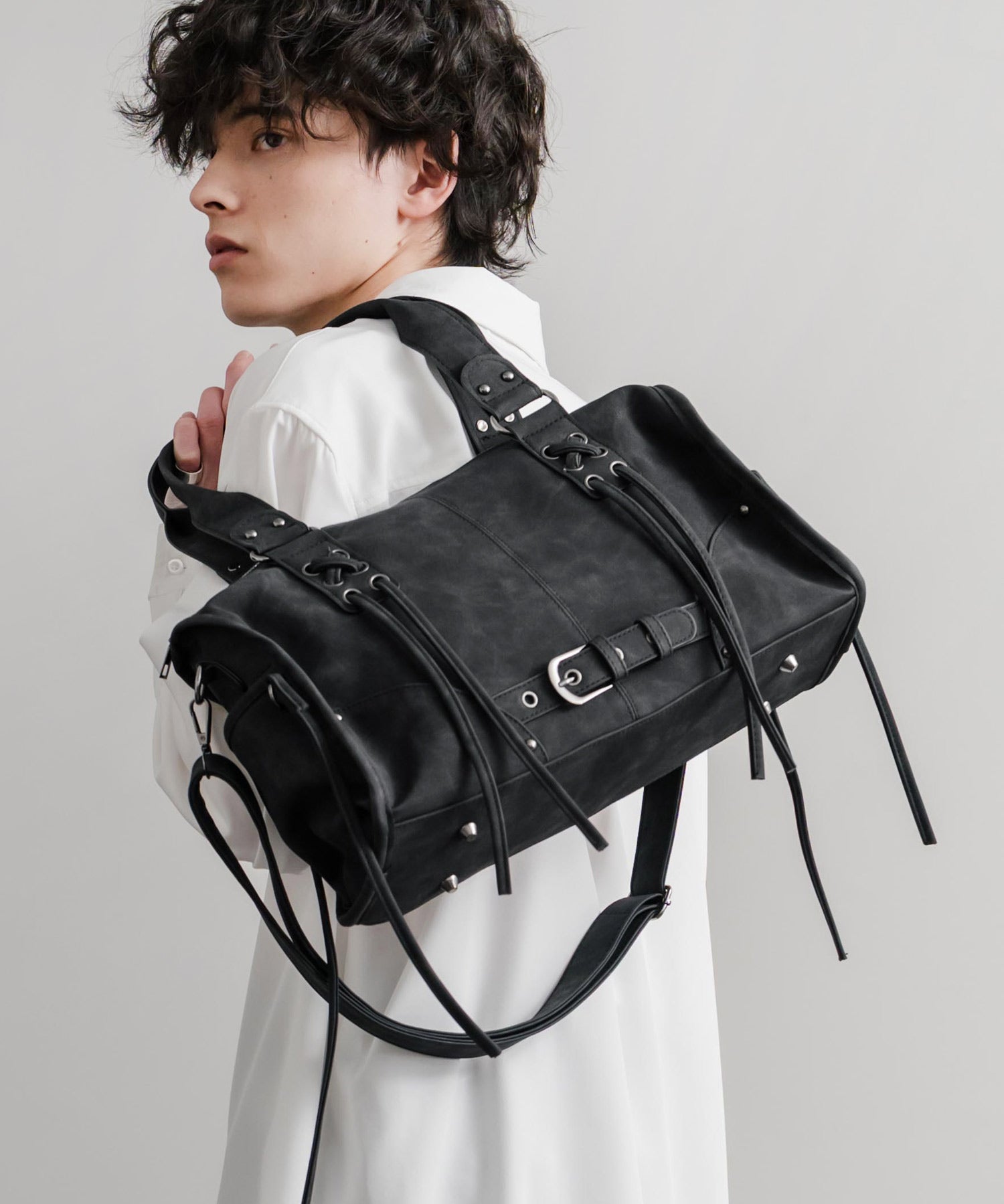 ヴィンテージ加工 PUレザー2WAYショルダーバッグ/ハンドバッグ 15509