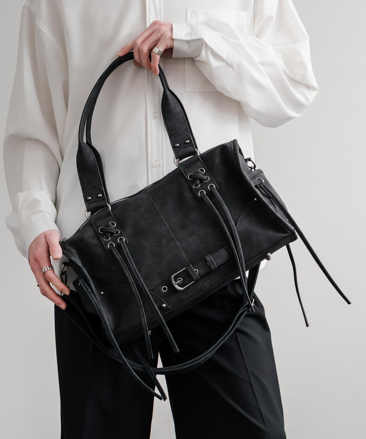 ヴィンテージ加工 PUレザー2WAYショルダーバッグ/ハンドバッグ 15509