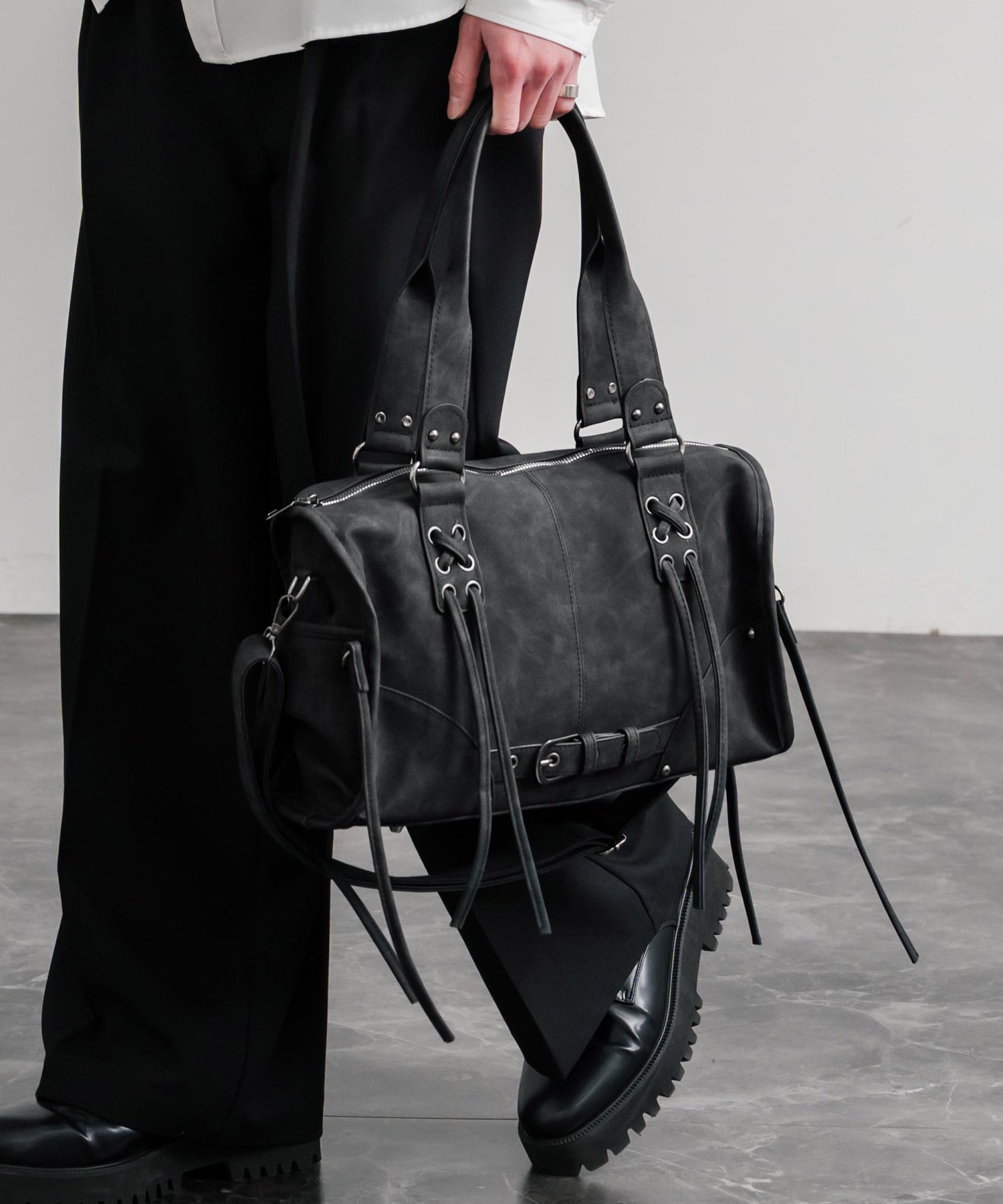 ヴィンテージ加工 PUレザー2WAYショルダーバッグ/ハンドバッグ 15509