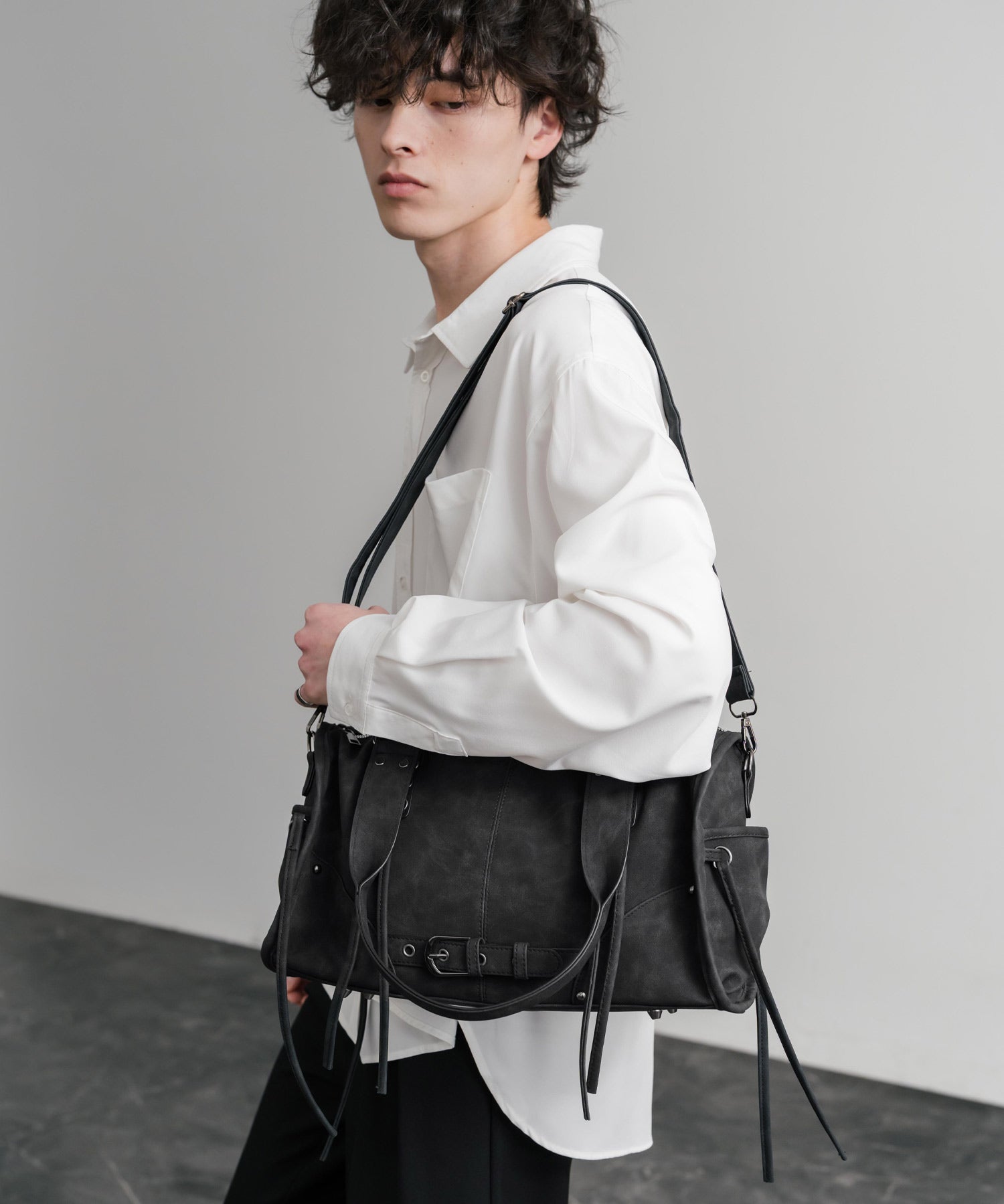 ヴィンテージ加工 PUレザー2WAYショルダーバッグ/ハンドバッグ 15509