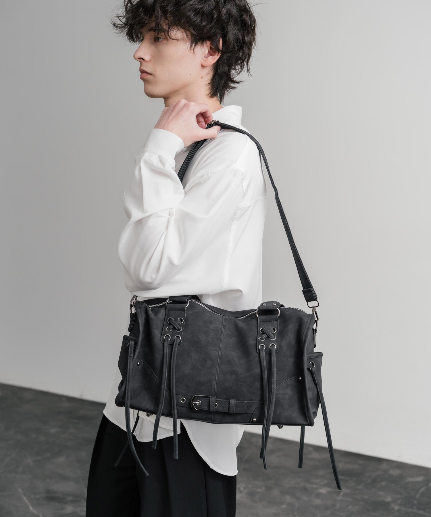 ヴィンテージ加工 PUレザー2WAYショルダーバッグ/ハンドバッグ 15509