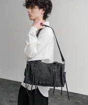 ヴィンテージ加工 PUレザー2WAYショルダーバッグ/ハンドバッグ 15509