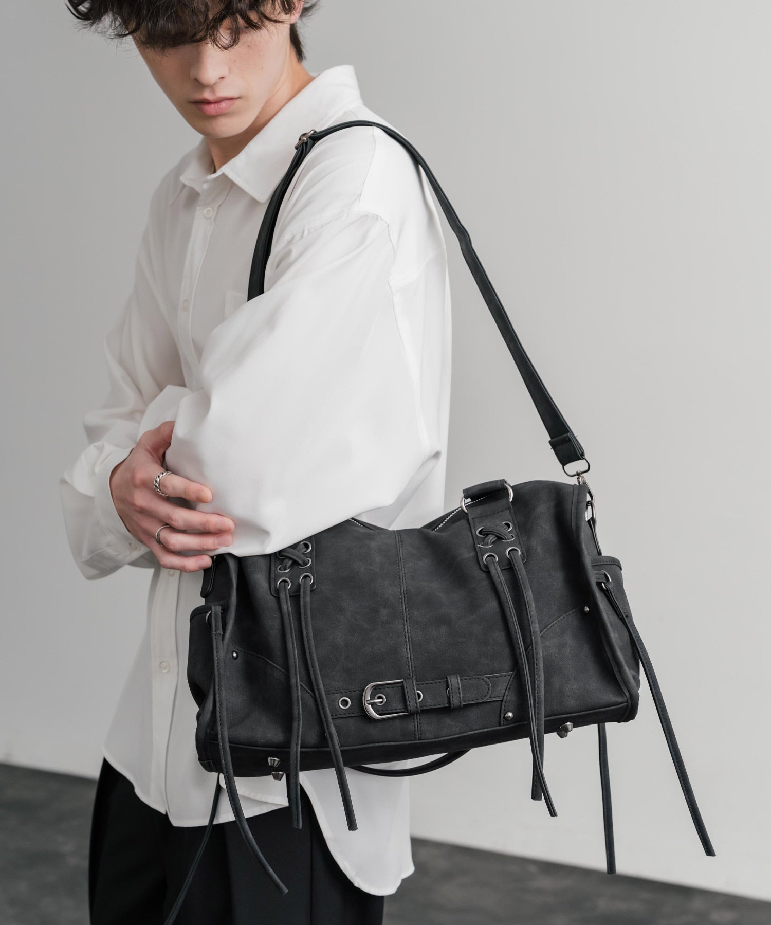 ヴィンテージ加工 PUレザー2WAYショルダーバッグ/ハンドバッグ 15509