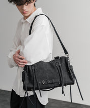 ヴィンテージ加工 PUレザー2WAYショルダーバッグ/ハンドバッグ 15509