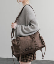 ヴィンテージ加工 PUレザー2WAYショルダーバッグ/ハンドバッグ 15509